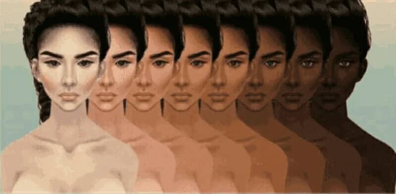 people with light to darker tones of skin